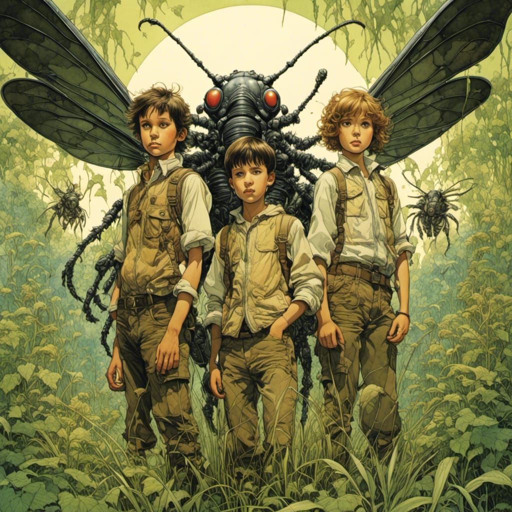 Teenagers Face Giant Insects in Sci-Fi Poster Art