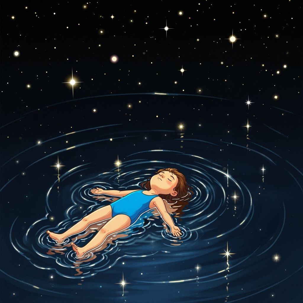 Child Floating Under Stars in Whimsical Style