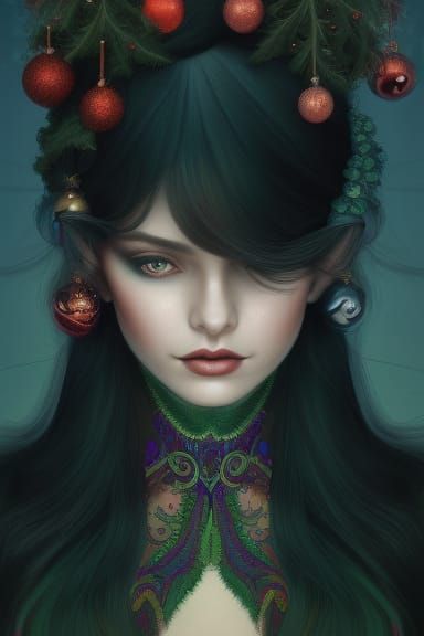 Stunning Christmas Elf Portrait in Anime Style