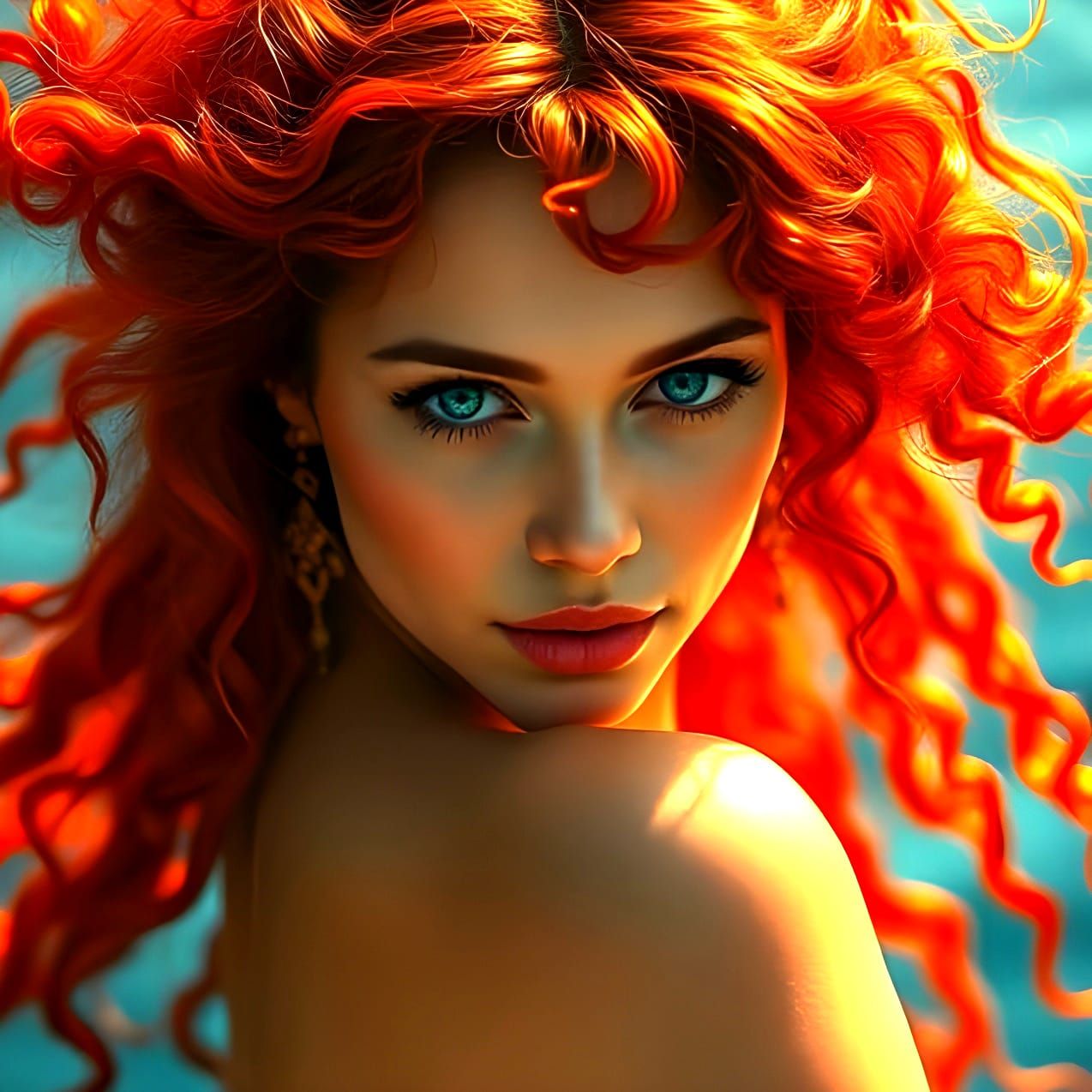 Bohemian Beauty with Red Hair as Baroque Art