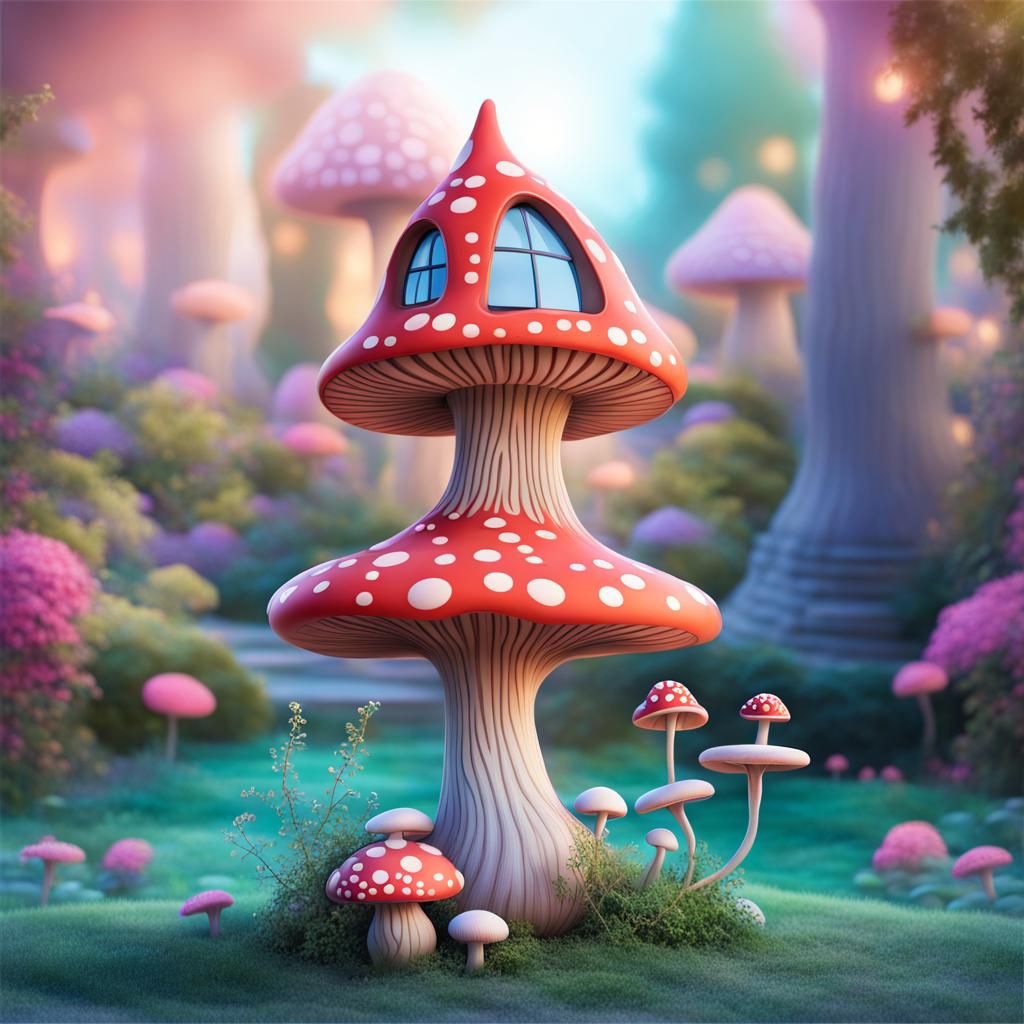 Mystical Disney Garden with Mushroom Flowers