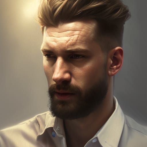 Detailed Portrait of a Young Man, Digital Art