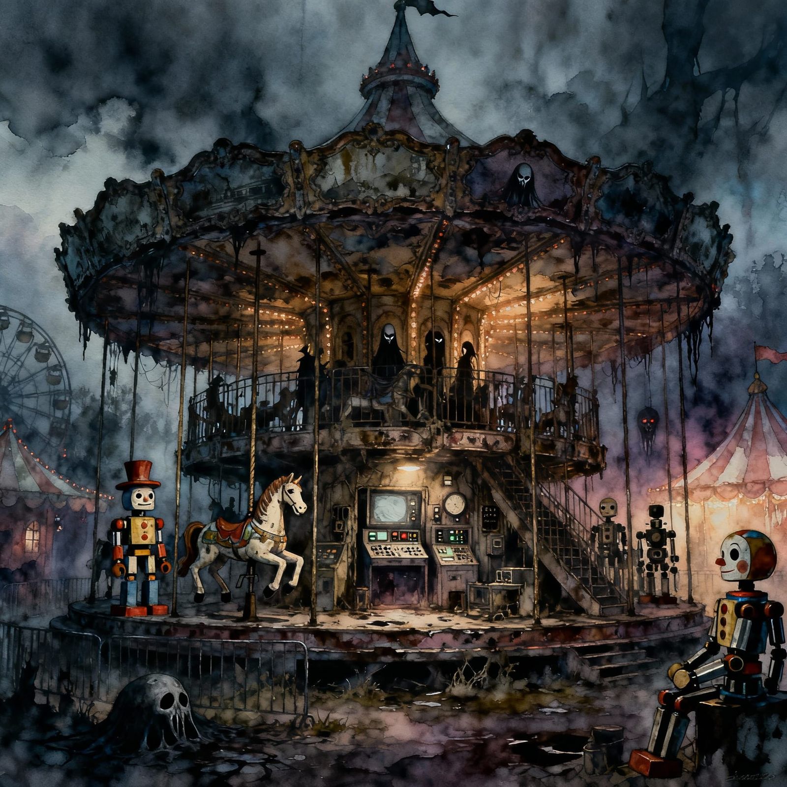 Sinister Carousel Supervillain Hideout in Twilight