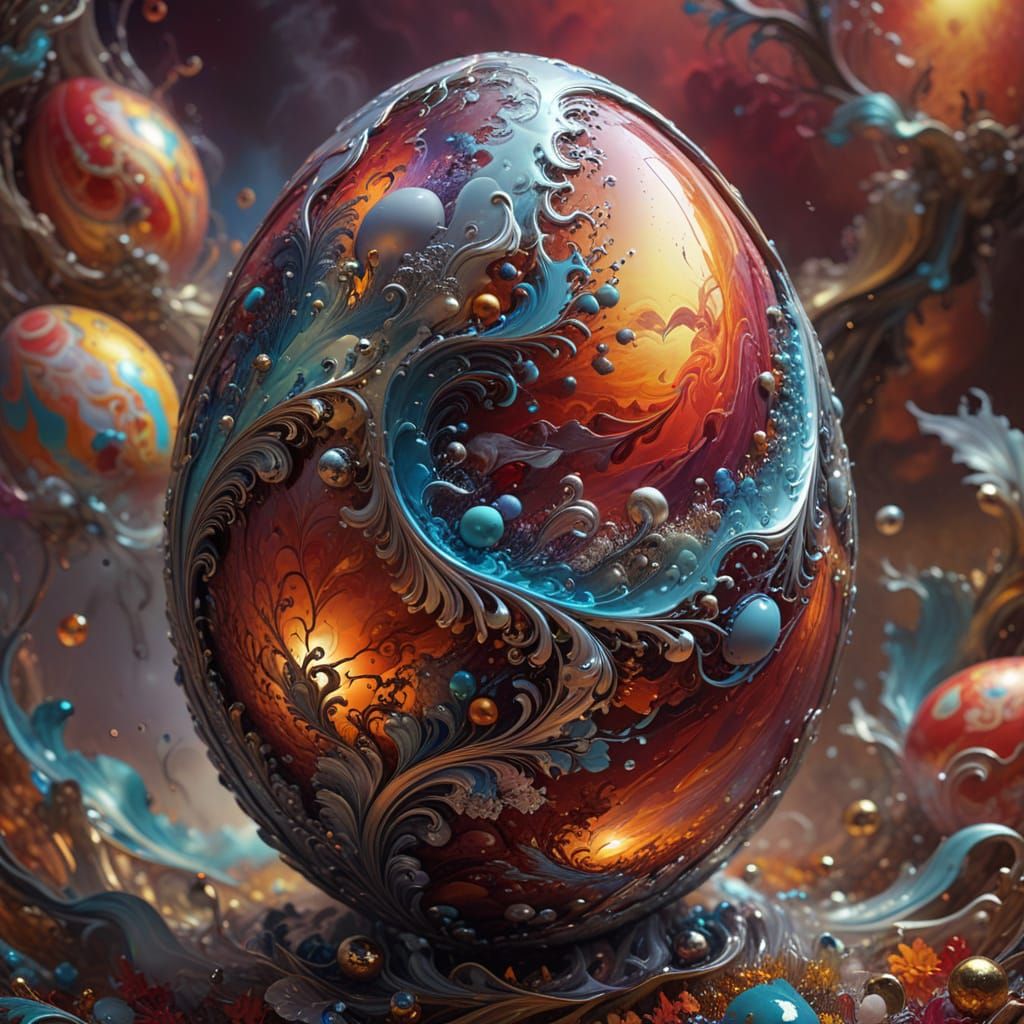 Vibrant Easter Egg in Cosmic Abstraction