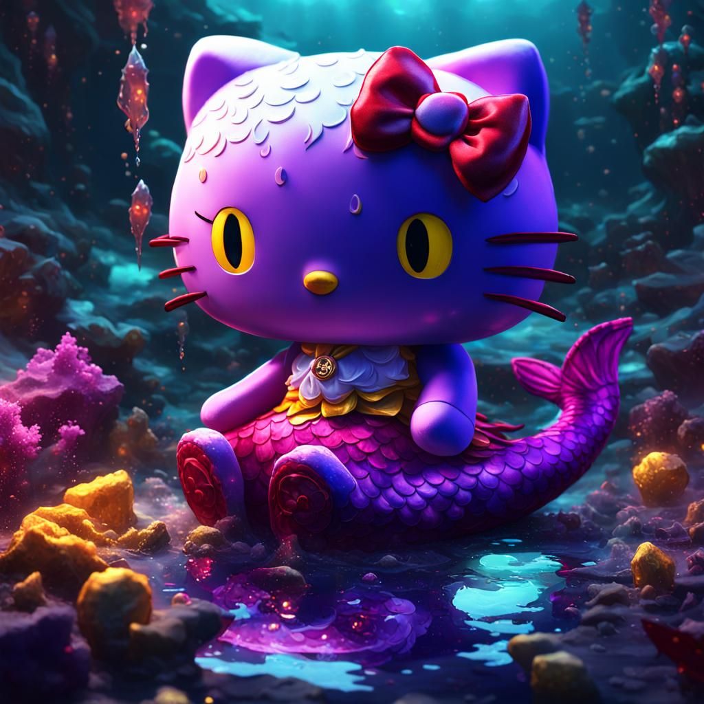 Bloody Hello Kitty Mermaid Plushy: Dark Fantasy Art