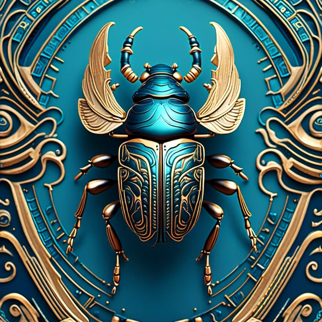 Scarab Beetle Vector Art Illustration in Fantasy Style