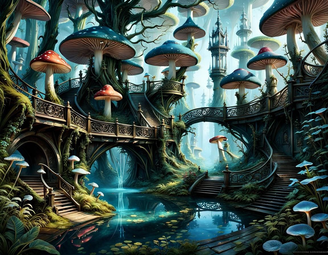 Fairypunk Forest of Glowing Vegetation in Digital Art