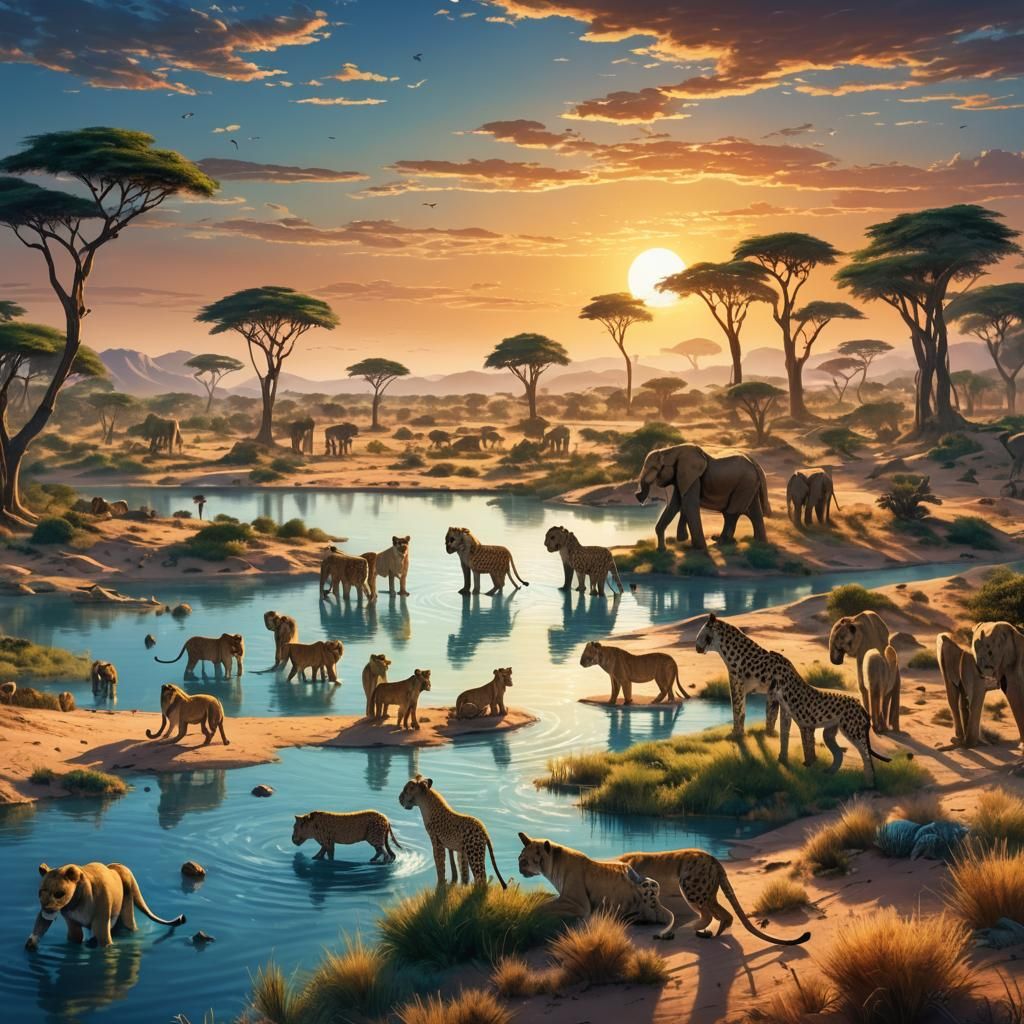 African Sahara Lake Concept Art in Unreal Engine 5