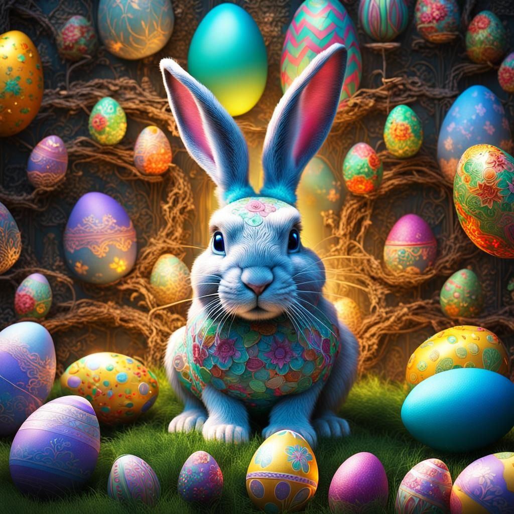 Whimsical Easter Bunny with Lazer Lights