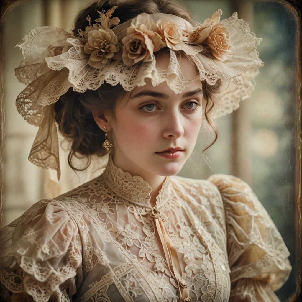 Victorian Portrait: Woman in Frilly Gown