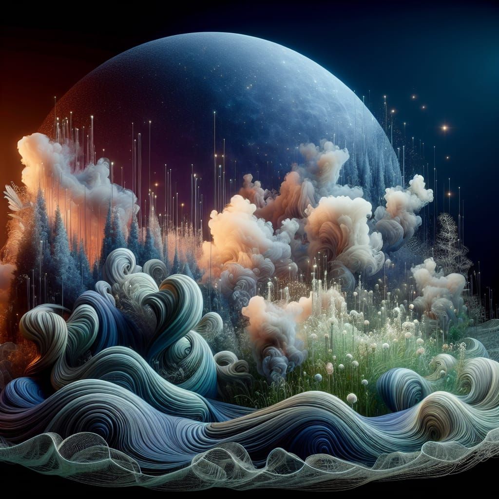 Summer Heaven: Grassy Lace Pebble Collage Sculpture