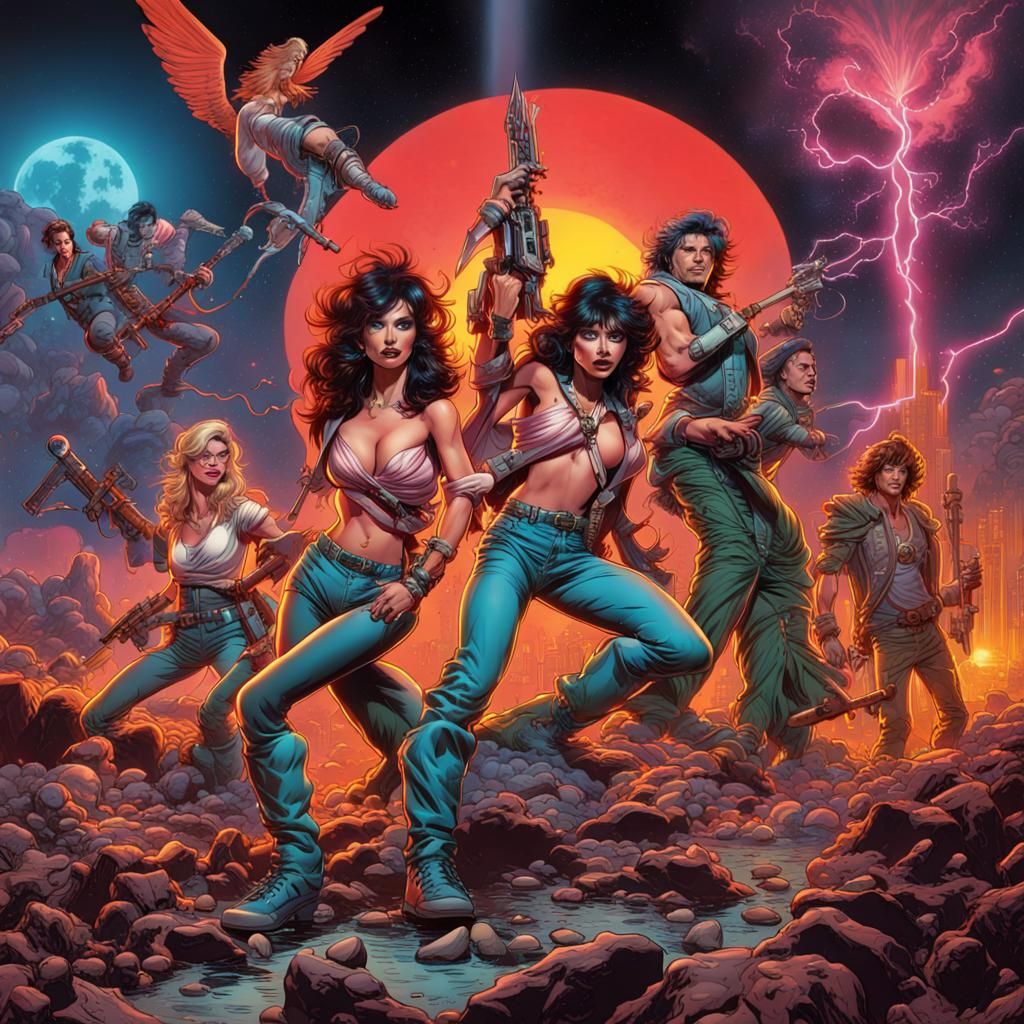 Retro Comic Book Album Cover with Rockstars
