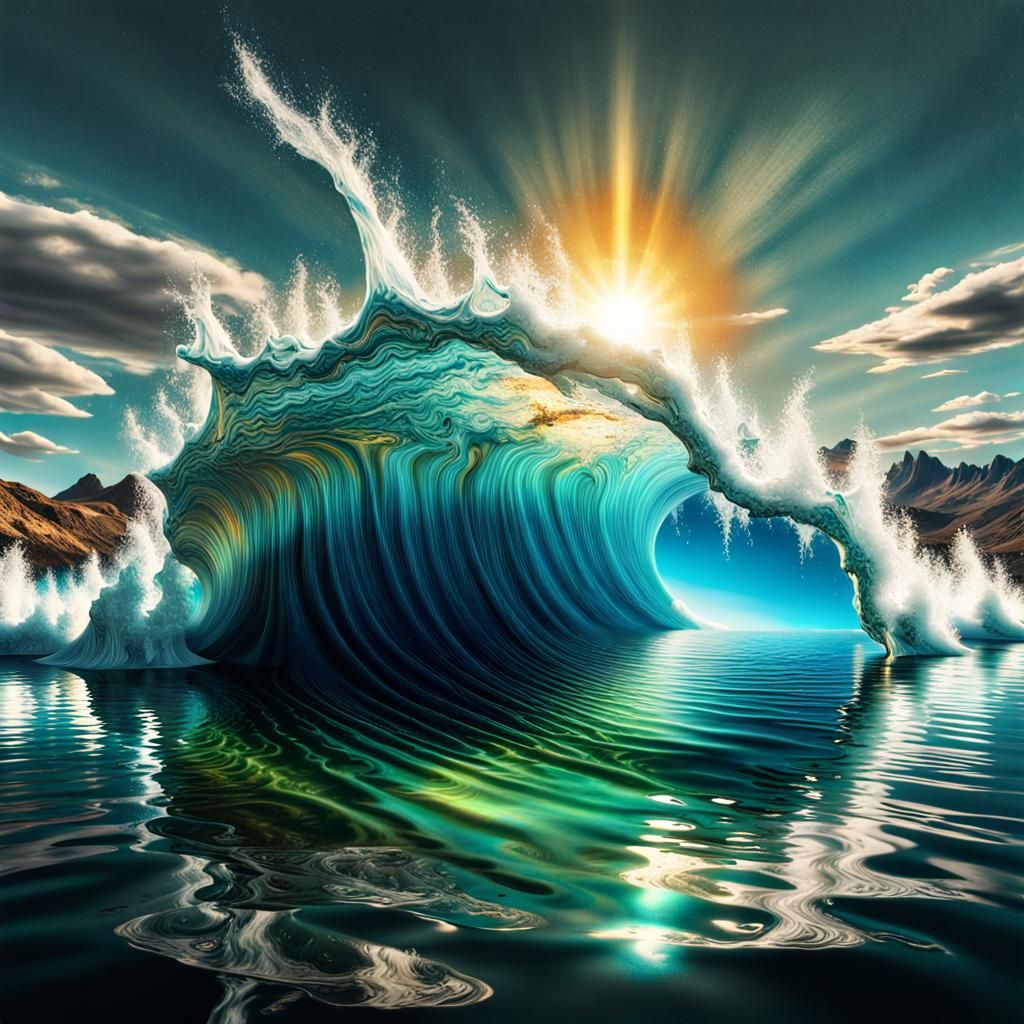 Liquid Auroras Falling: A Surrealist Masterpiece