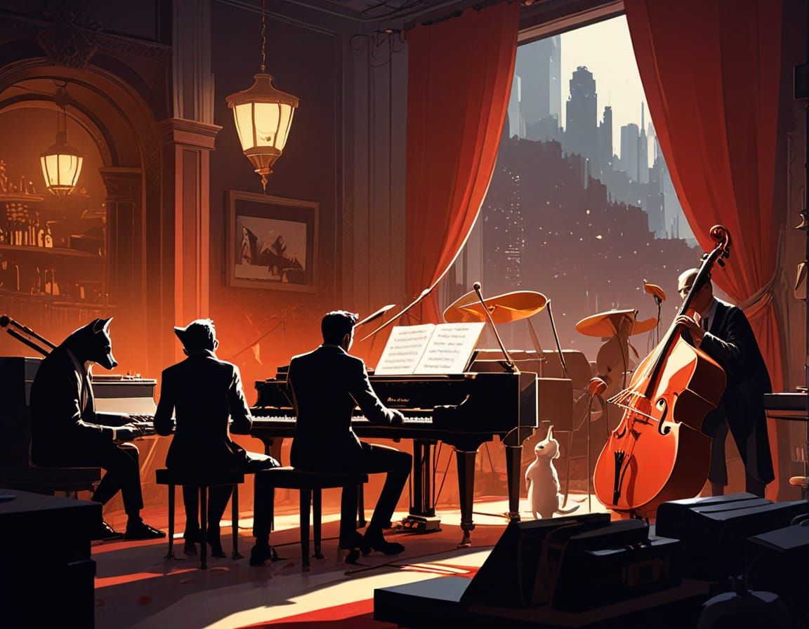Soulful Jazz Club Scene in Whimsical 3D Style