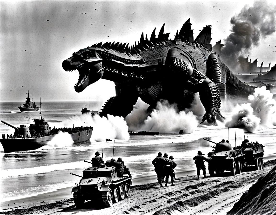 Godzilla at D-Day: A Normandy Invasion Photo