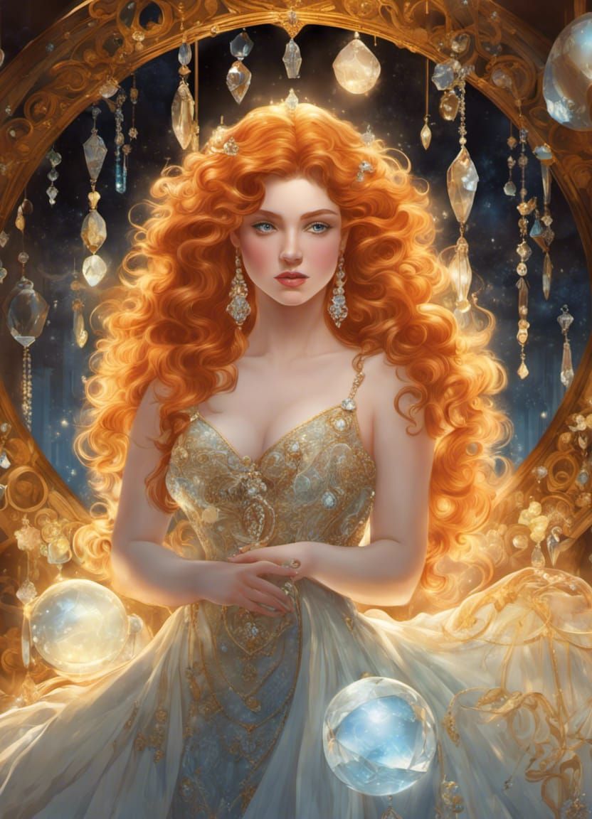 Crystal Enchantress with Crystal Ball Digital Painting