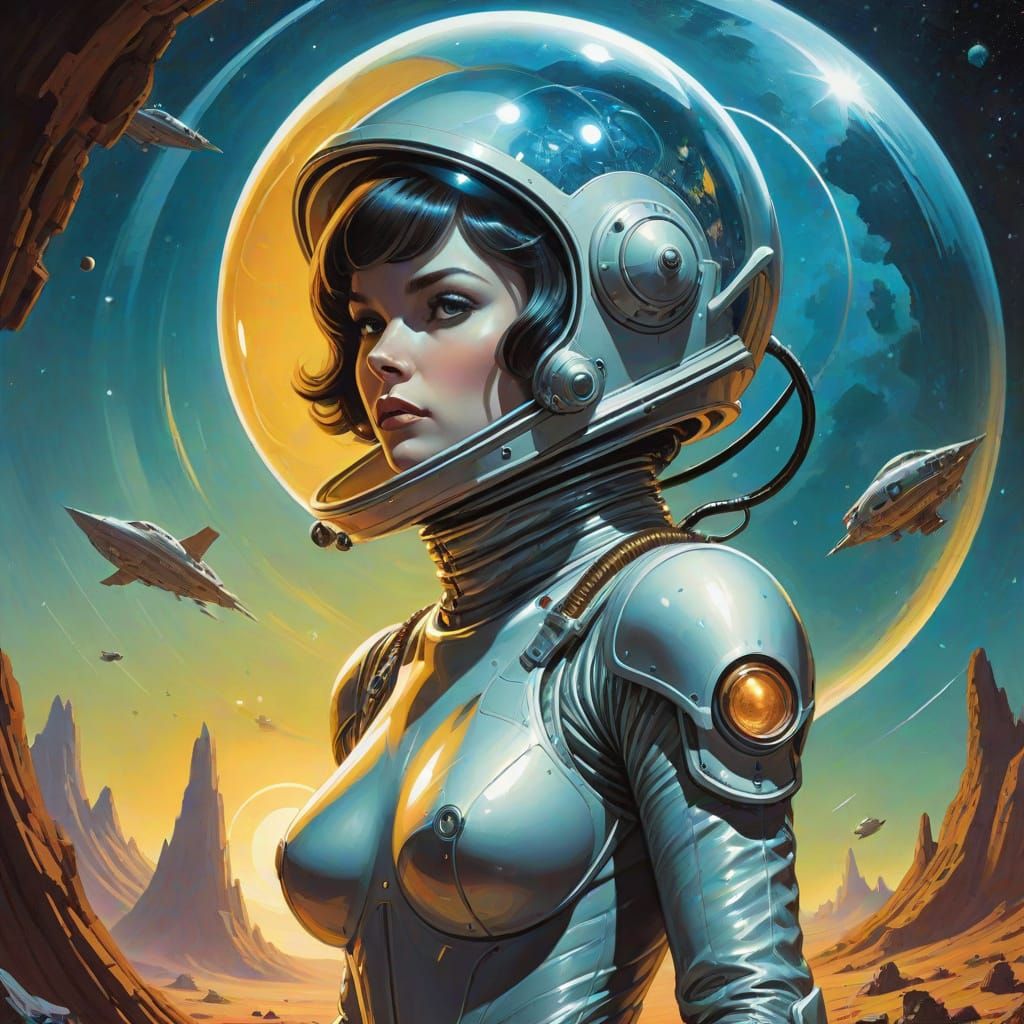 Ethereal European Spacewoman Embarks on Alien World