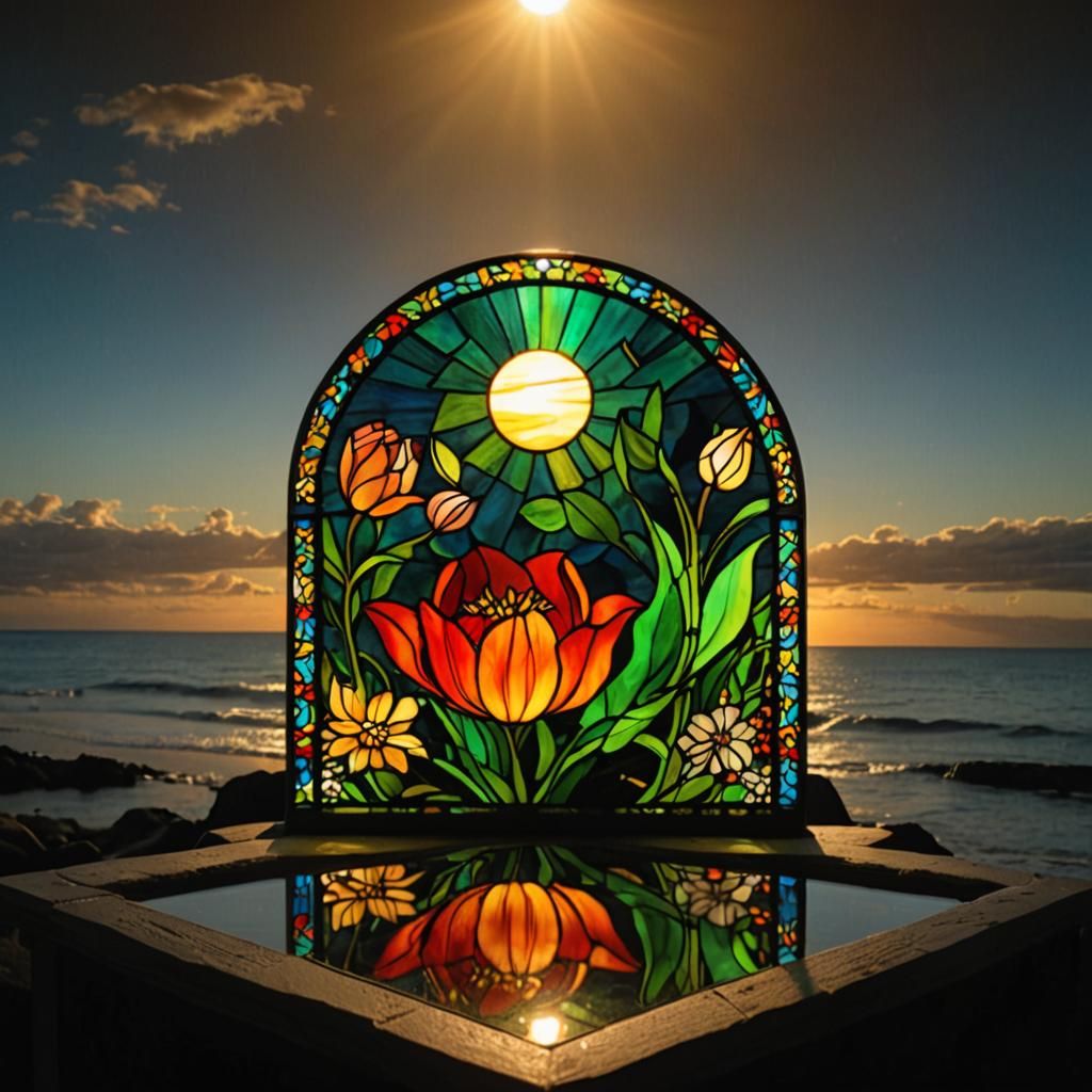 Rdioluminescent Stained Glass Floral Archway Masterpiece