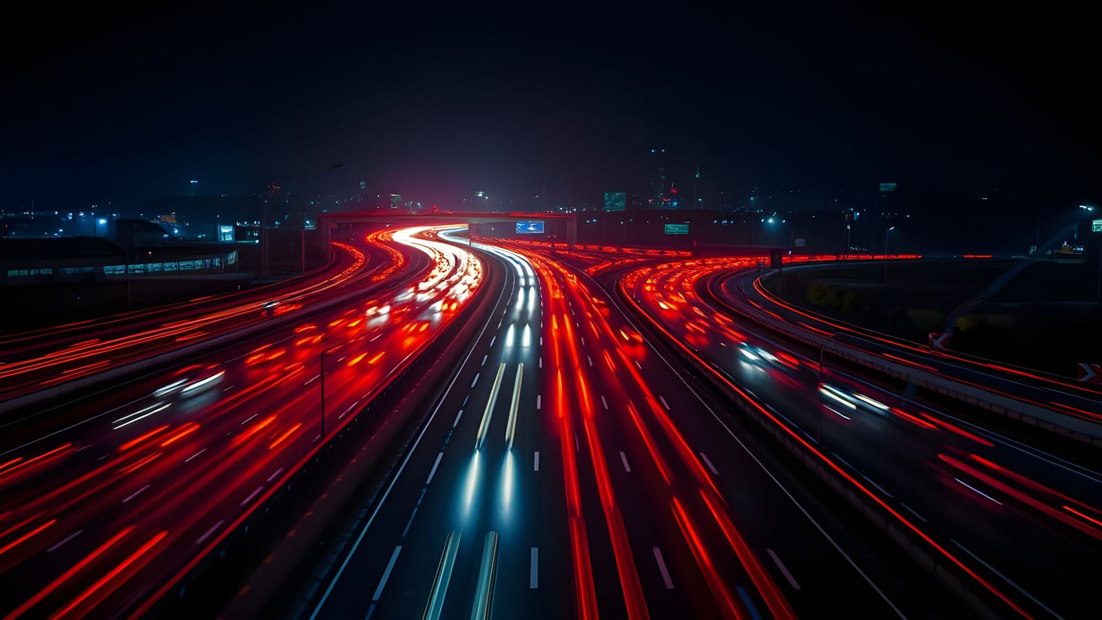 Vibrant Nighttime Highway Scene in High Definition