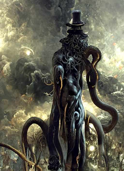 Lovecraftian Horror: Nyarlathotep in Hyperreal Digital Art