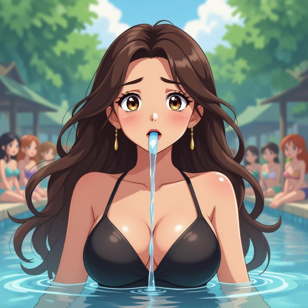 Anime Woman's Water Festival Nightmare in Manga Style