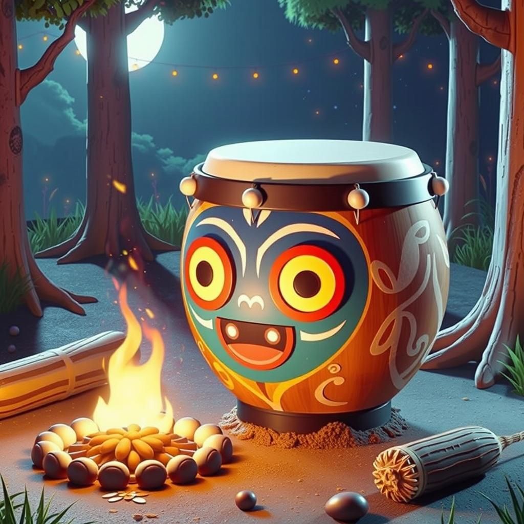 Brazilian Tribal Drum with Amazonian Colors