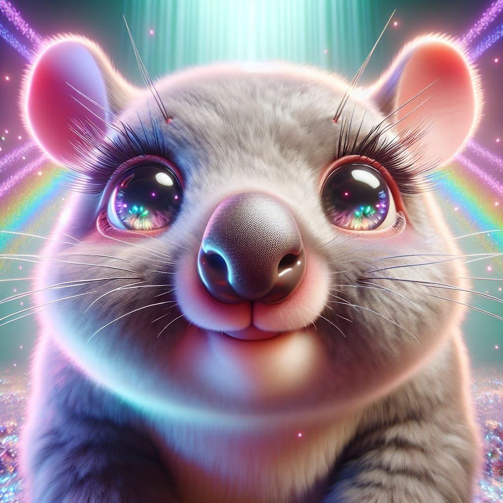 Adorable Chubby Wombat with Cartoon Eyes