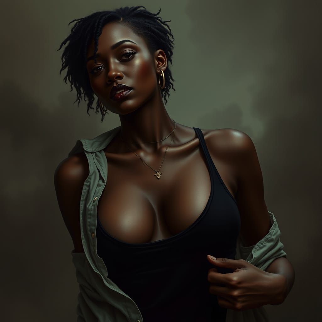 Dramatic Portrait of Woman in Dark Romantic Style