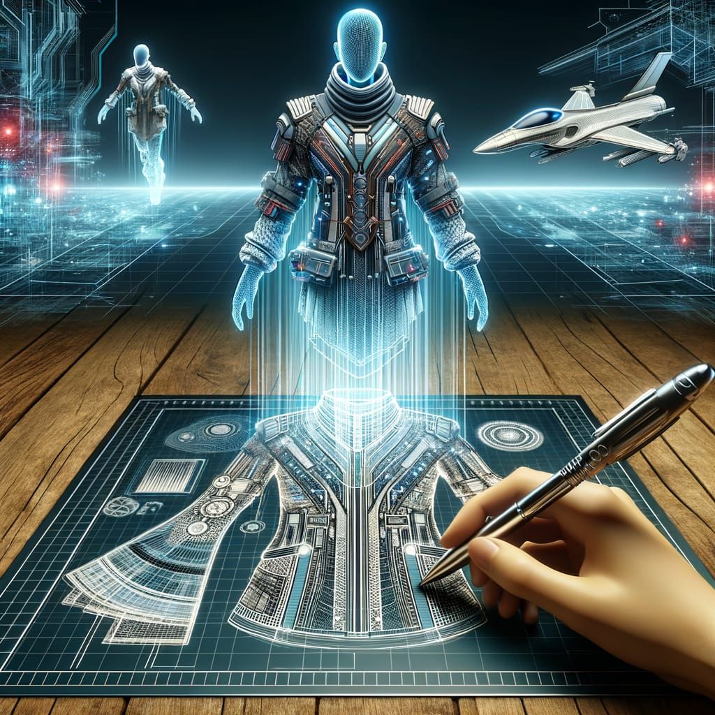 Futuristic pilot flight jacket blueprint