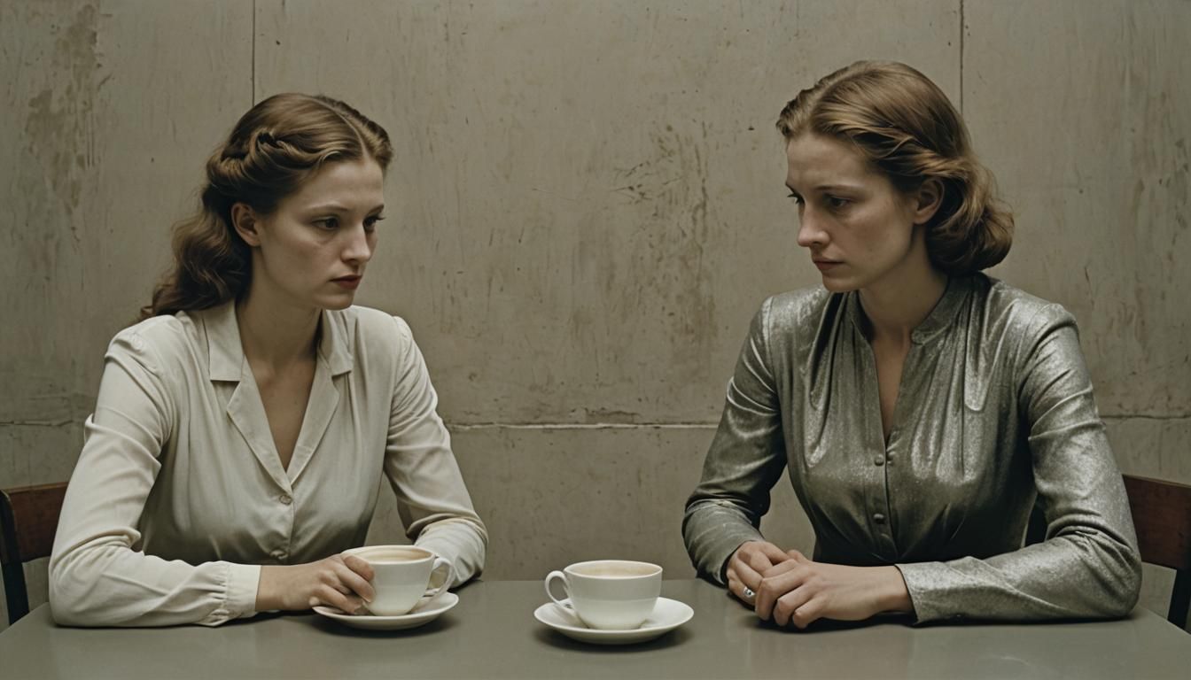 Poignant Cafe Breakup in Surreal Cinematic Style