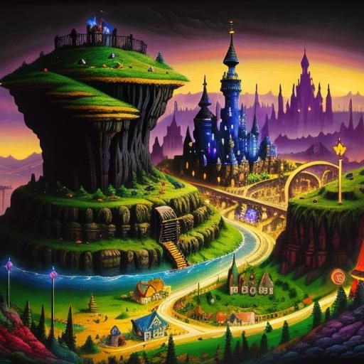 Cartoon Underground Kingdom Folk Art Illustration