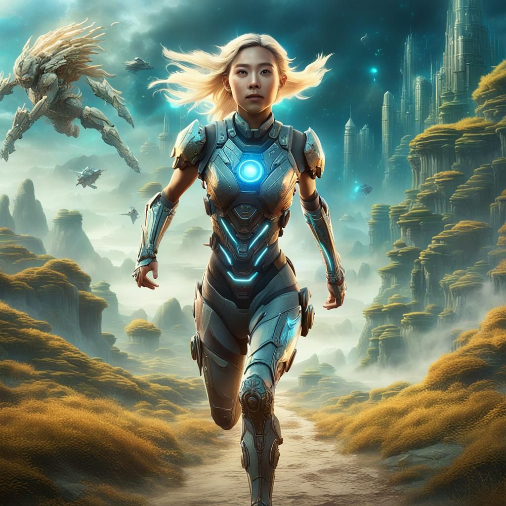 Cyborg Runs Through Ethereal Dreamscape: Movie Poster