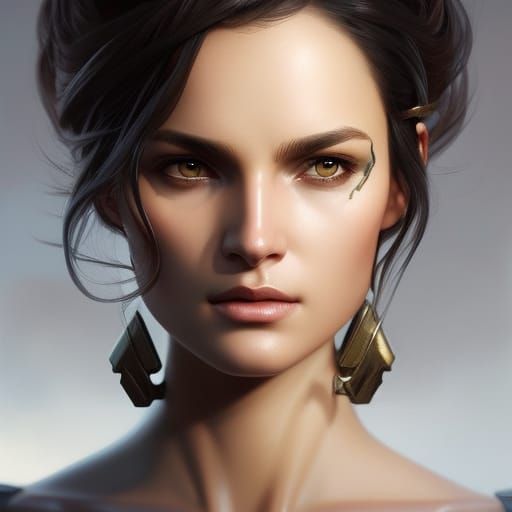 Woman in Military Uniform, Dynamic Artstation Portrait