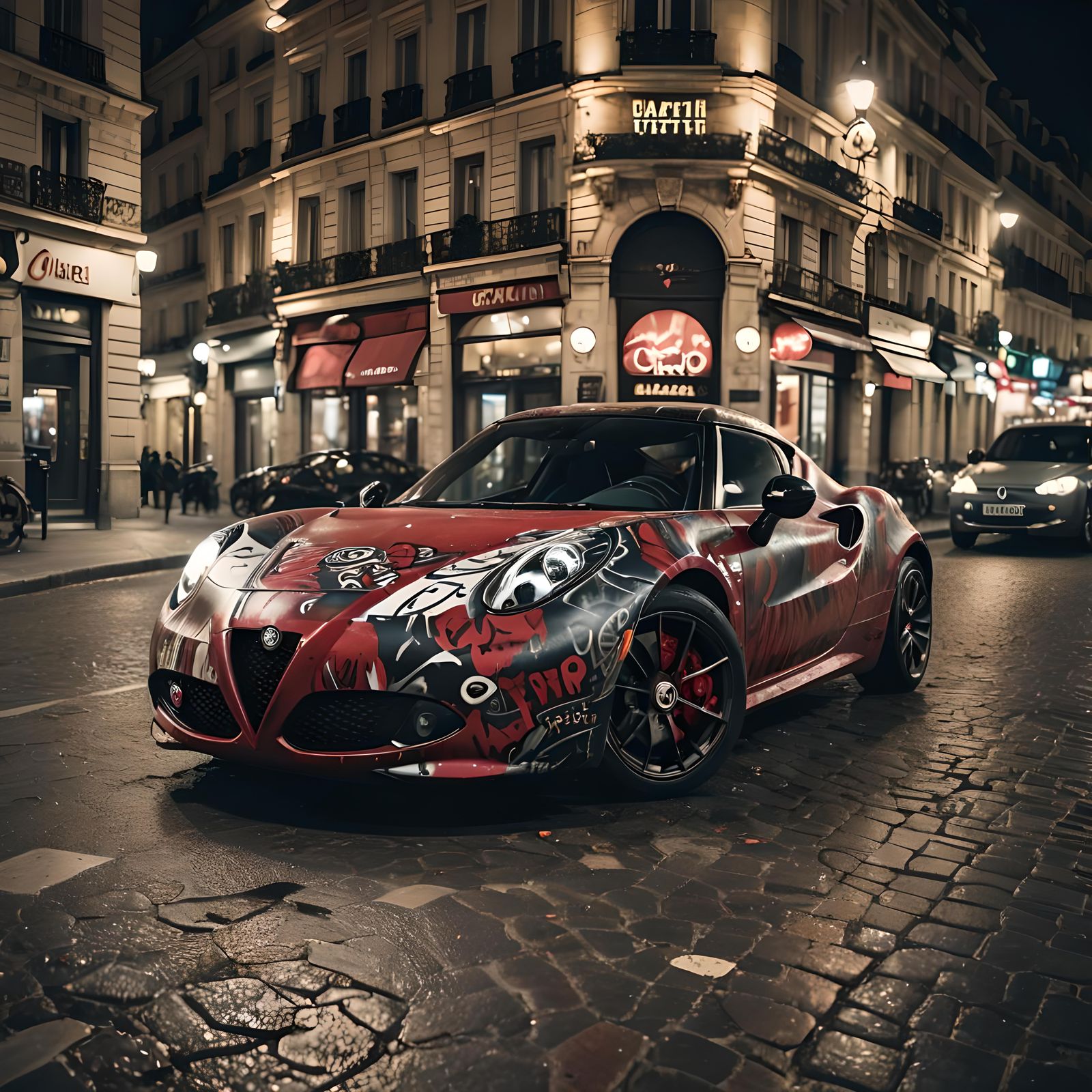 Alfa Romeo 4C with Tattoo Paint Job in Paris