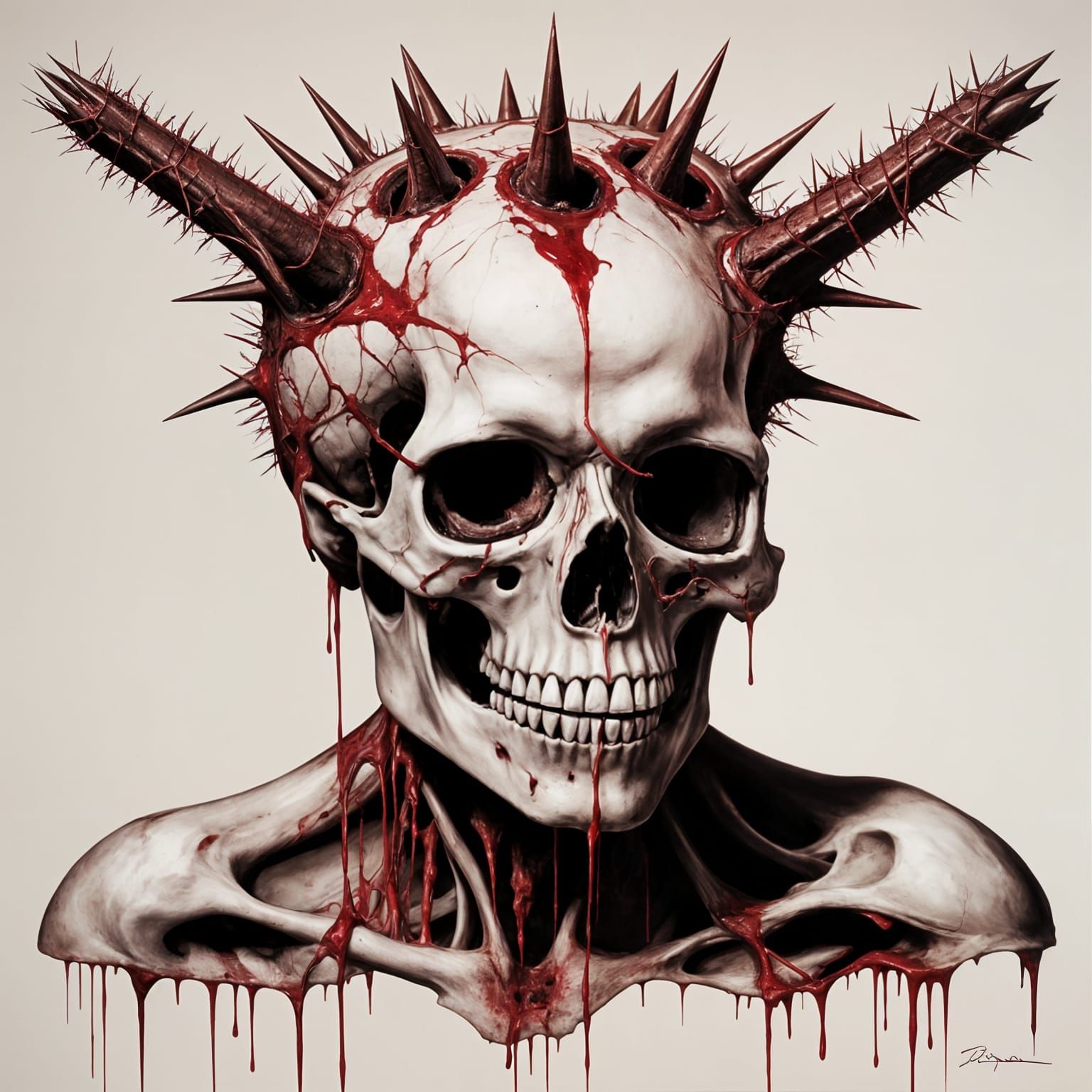 Surreal Gothic Skull in Dripping Red Tones