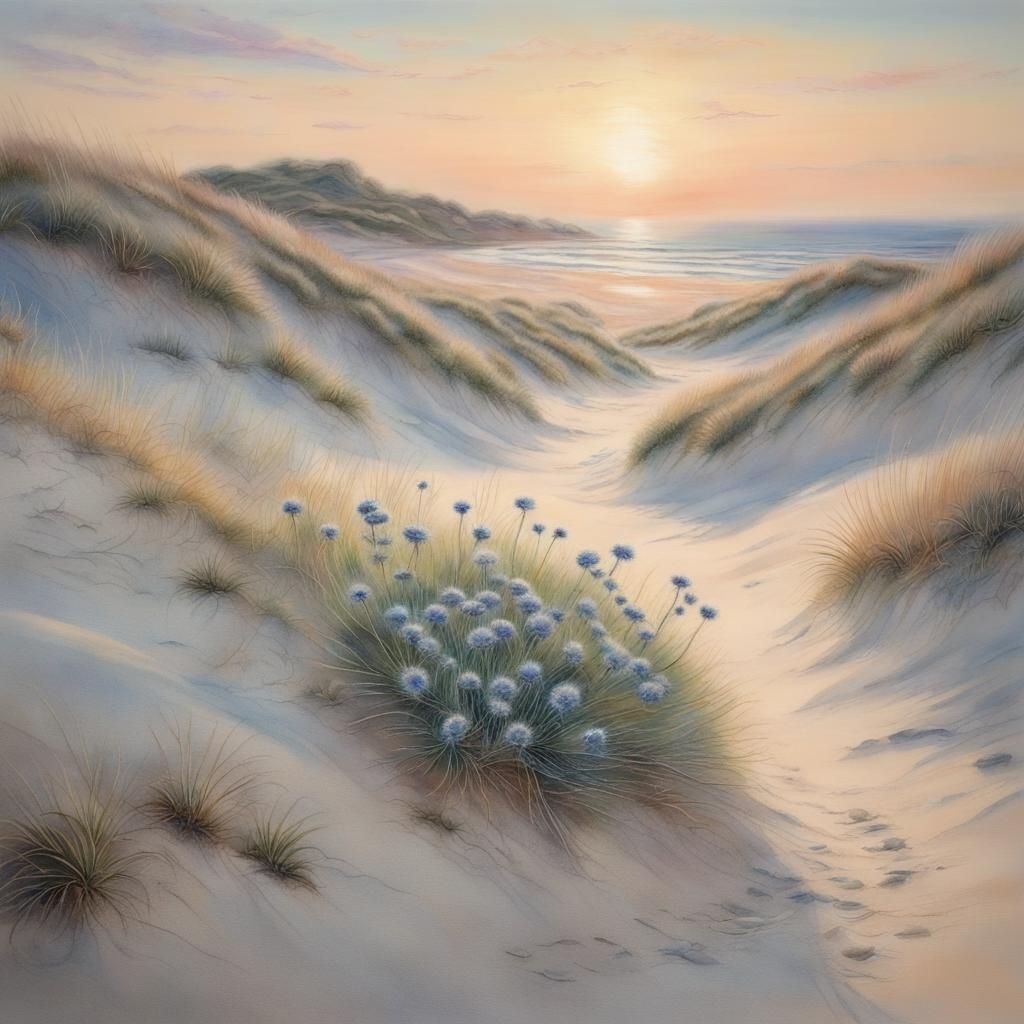 Pastel Dunes Close-Up with Eryngium, Graffiti Art
