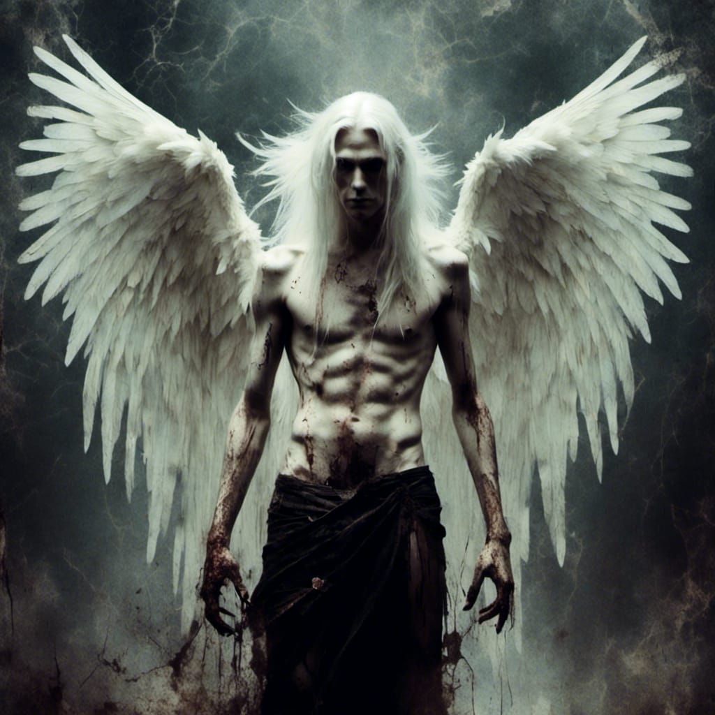 Macabre Angel with Black Wings