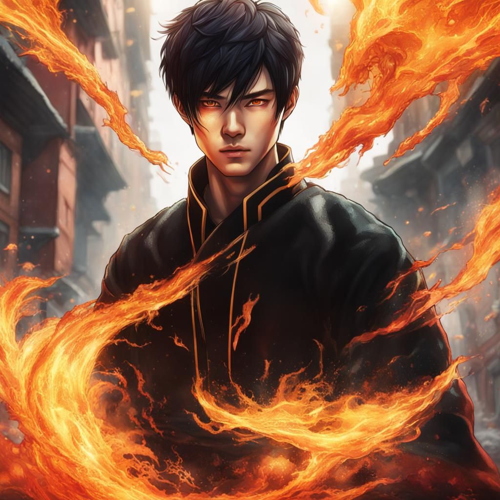 Hyperrealistic Portrait of a Scarred Fire Bender