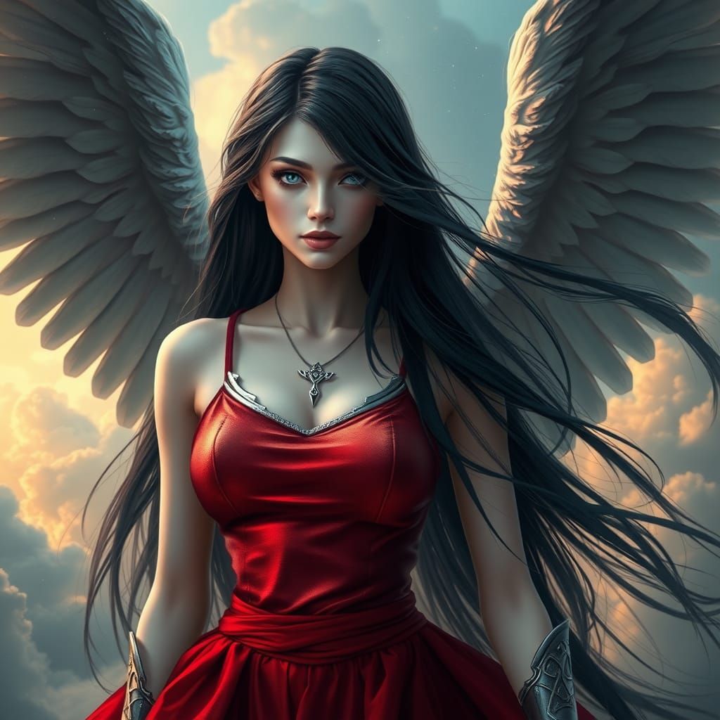 Female Angel in Red 2