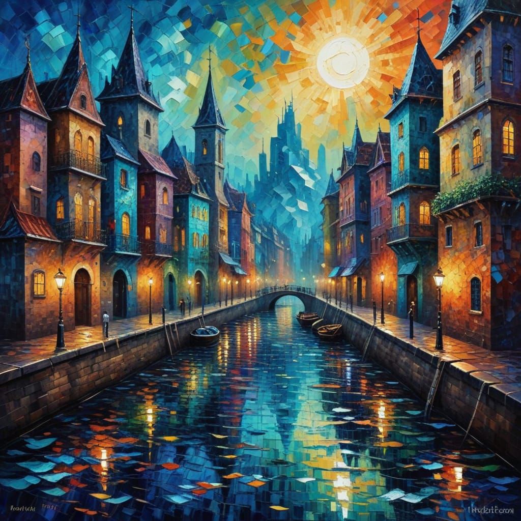 Underwater City in Neo-Impressionist Style