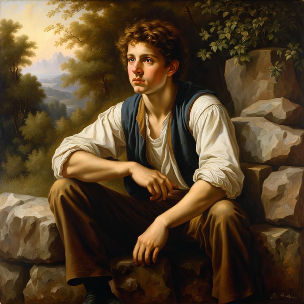 Classical Portrait of a Young Man in Oil