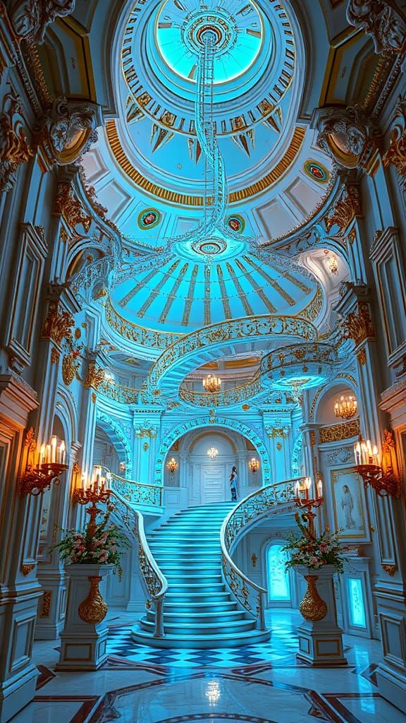 Surreal Baroque Palace with Collapsing Towers