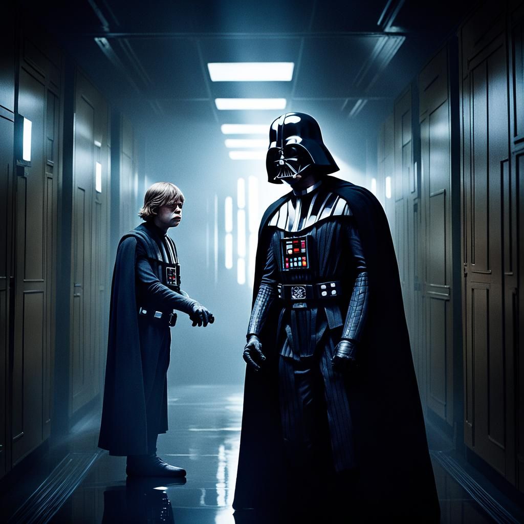 Darth Vader Chokes Luke: Cinematic Dark Surrealism