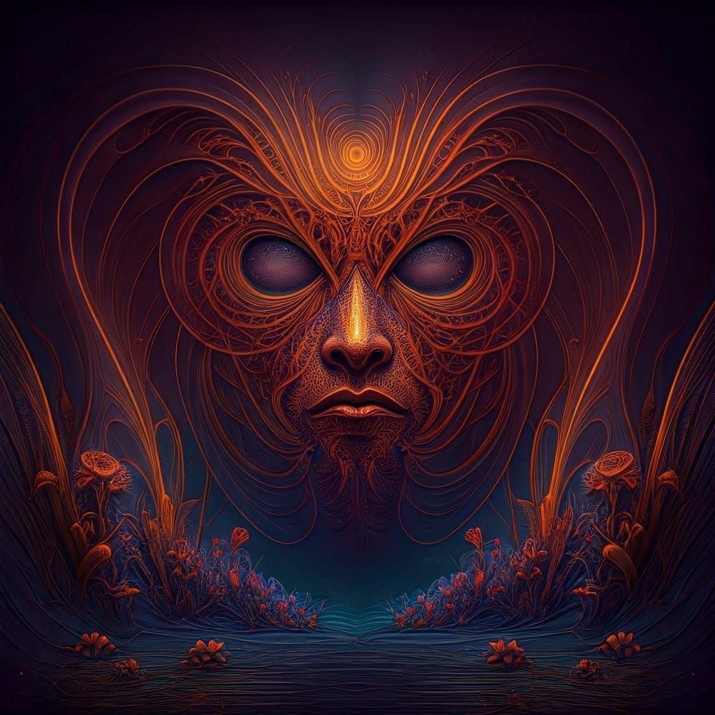 Alien Savannah Landscape with Geometric Overlays