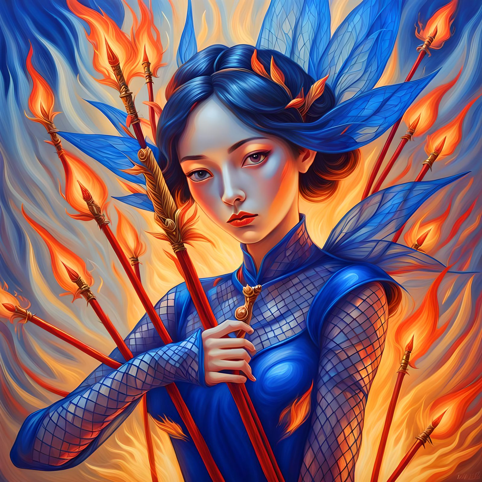 Evil Asian Fire Archer Fairy Villain