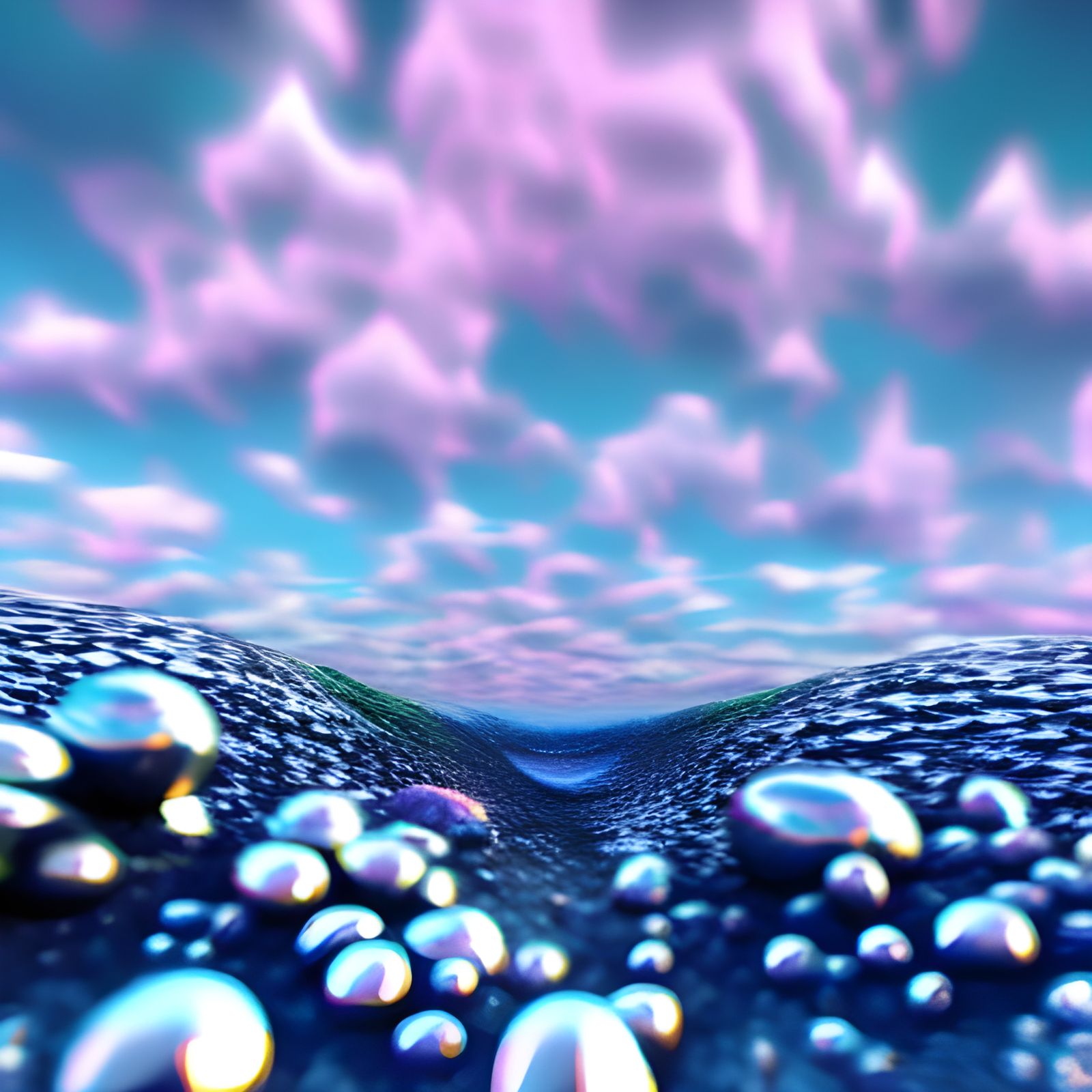 Macro Spring Water Bubbling Forth in Hyperrealism