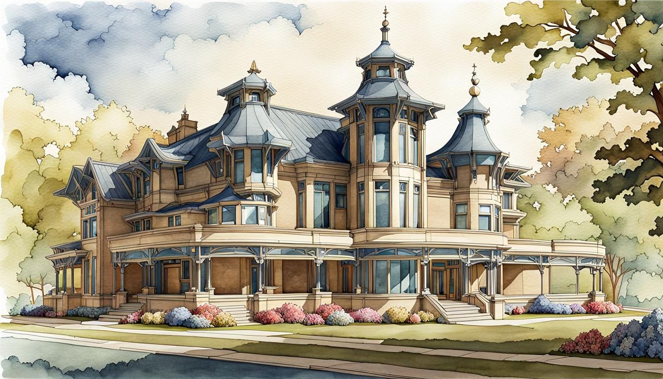 Futuristic Wisconsin Town in Art Nouveau Style