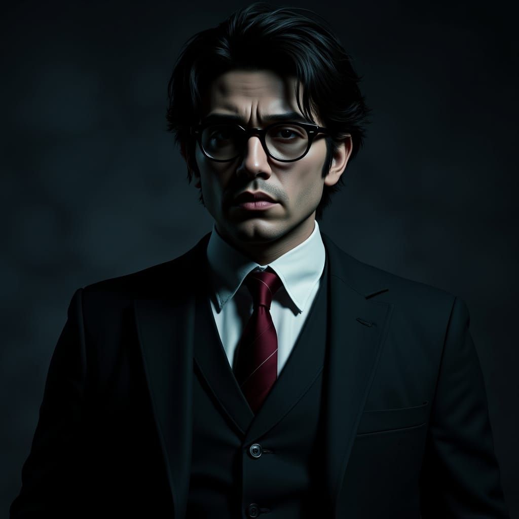 Moody Portrait of Young Man in Dark Suit