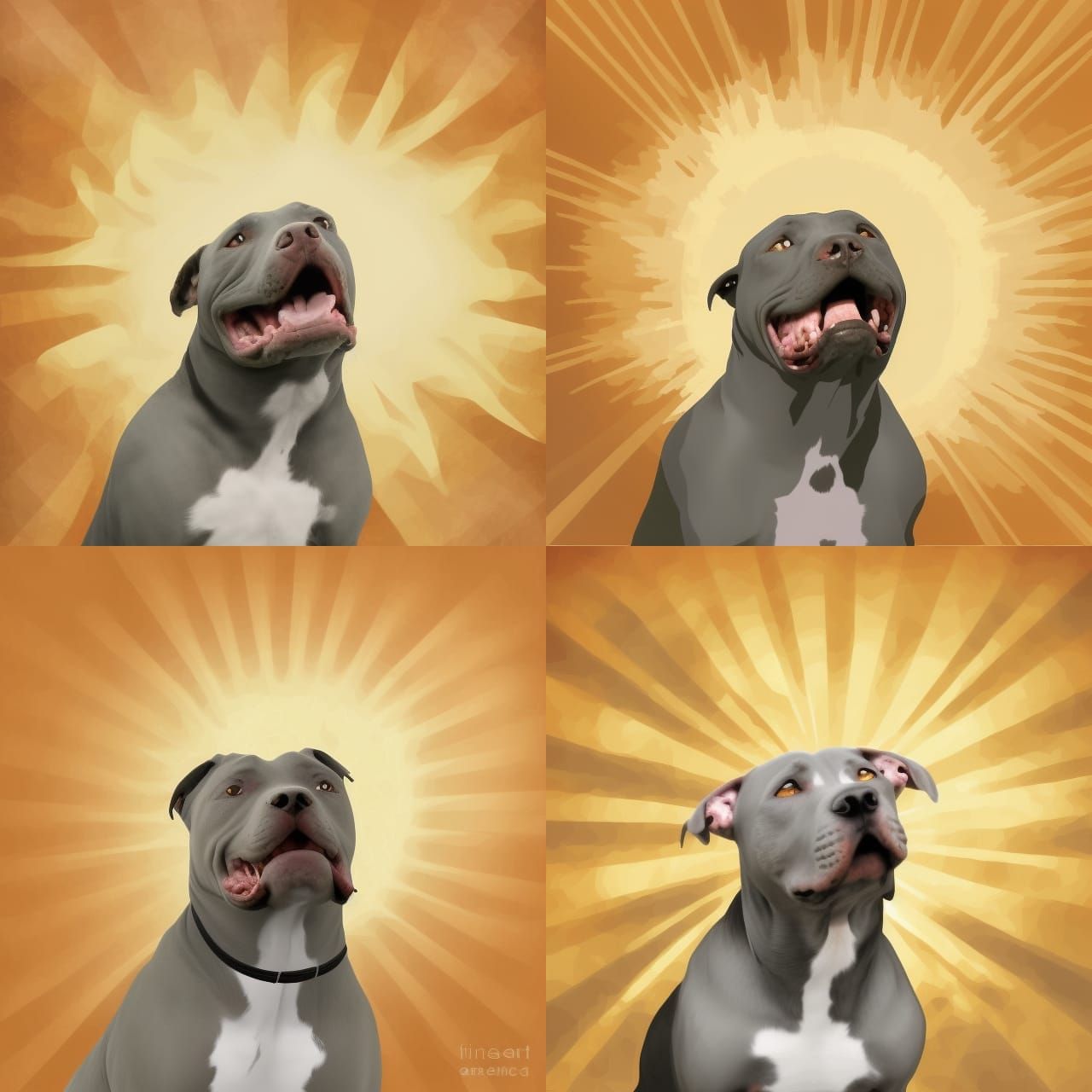 Grey Pitbull Eats The Sun: Digital Art