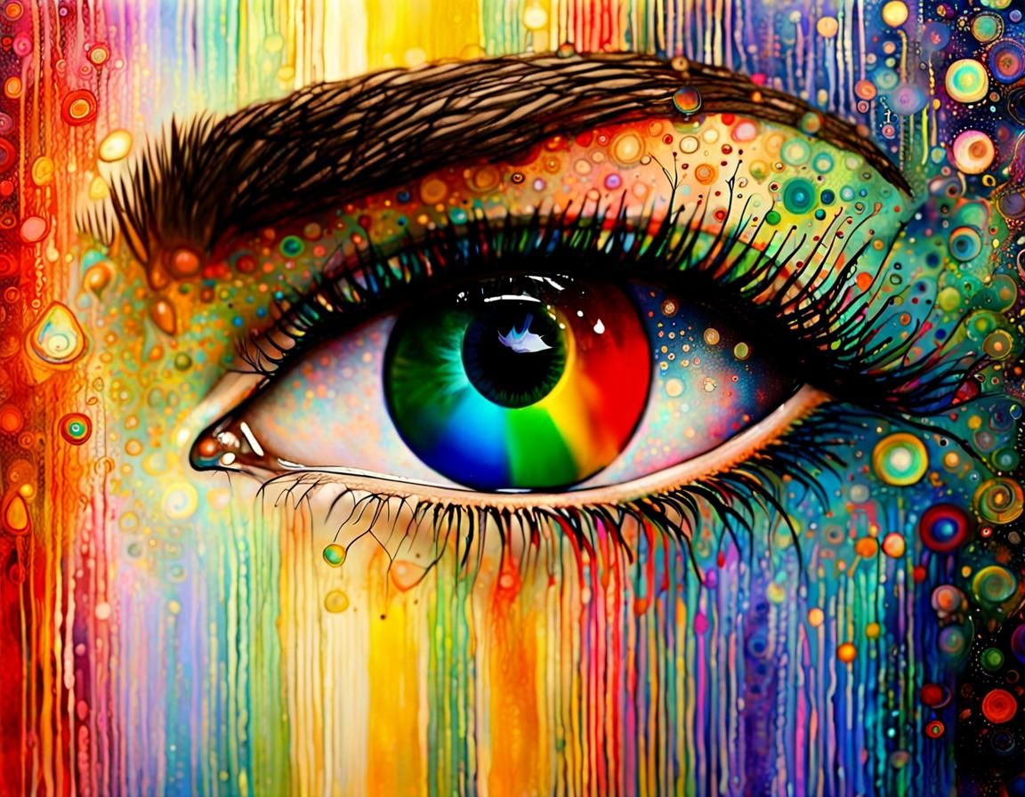 Surreal Eye with Reverse Rainbow Colors